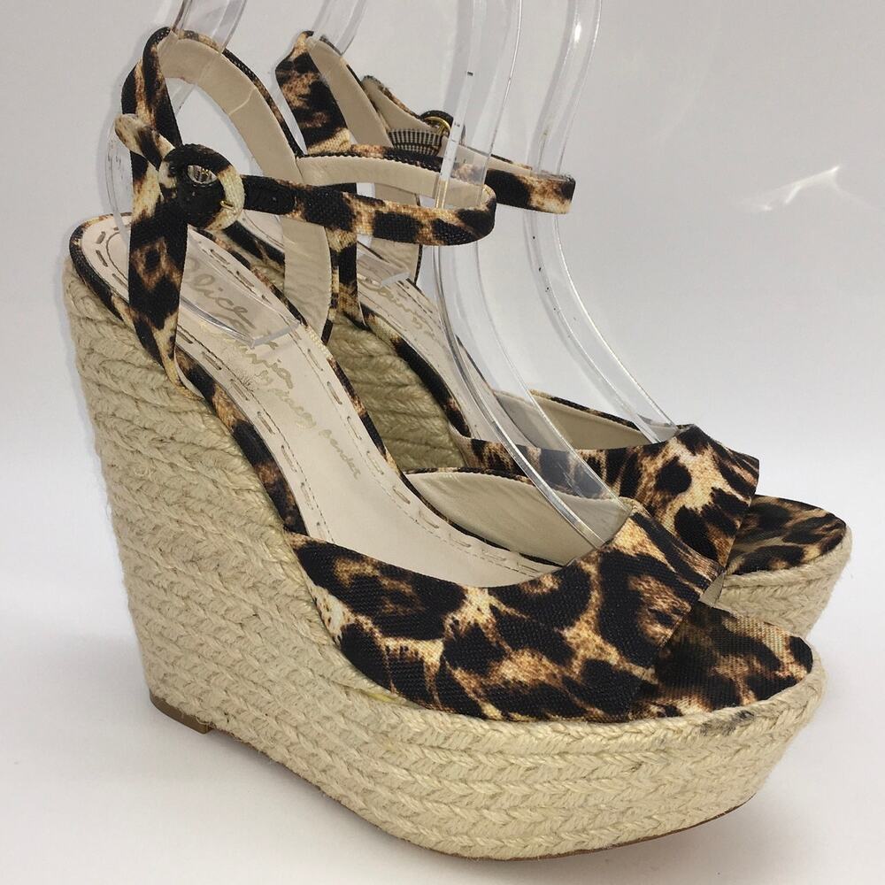 Alice + Olivia Stella Leopard Print Espadrille Wedge Platform Sandal EU 40 US 9